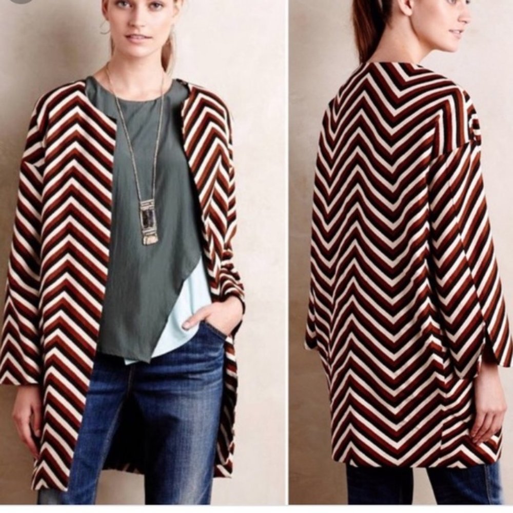 Anthropologie Chevron Car Coat